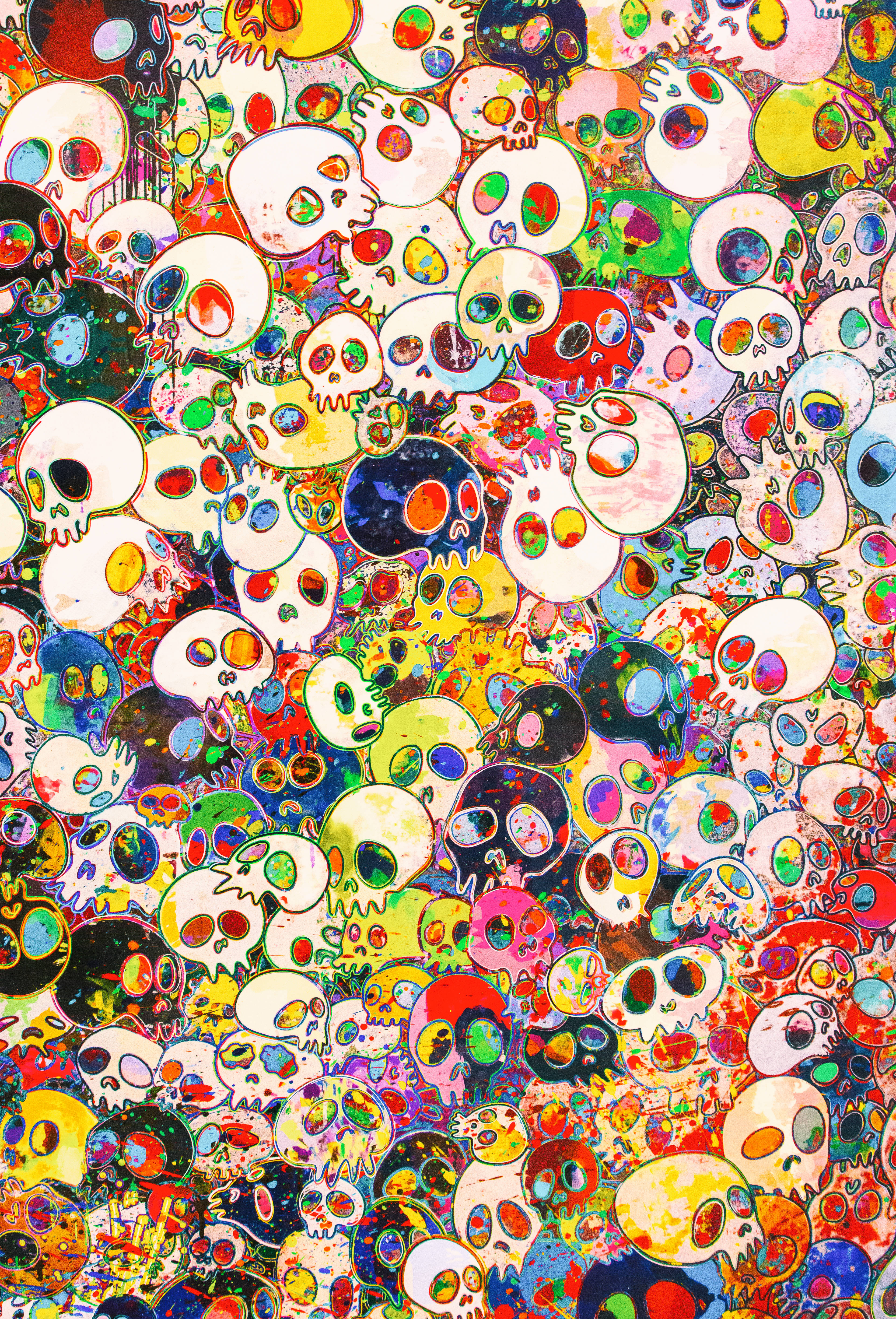 Takashi Murakami Skulls Malaki 4K Wallpaper