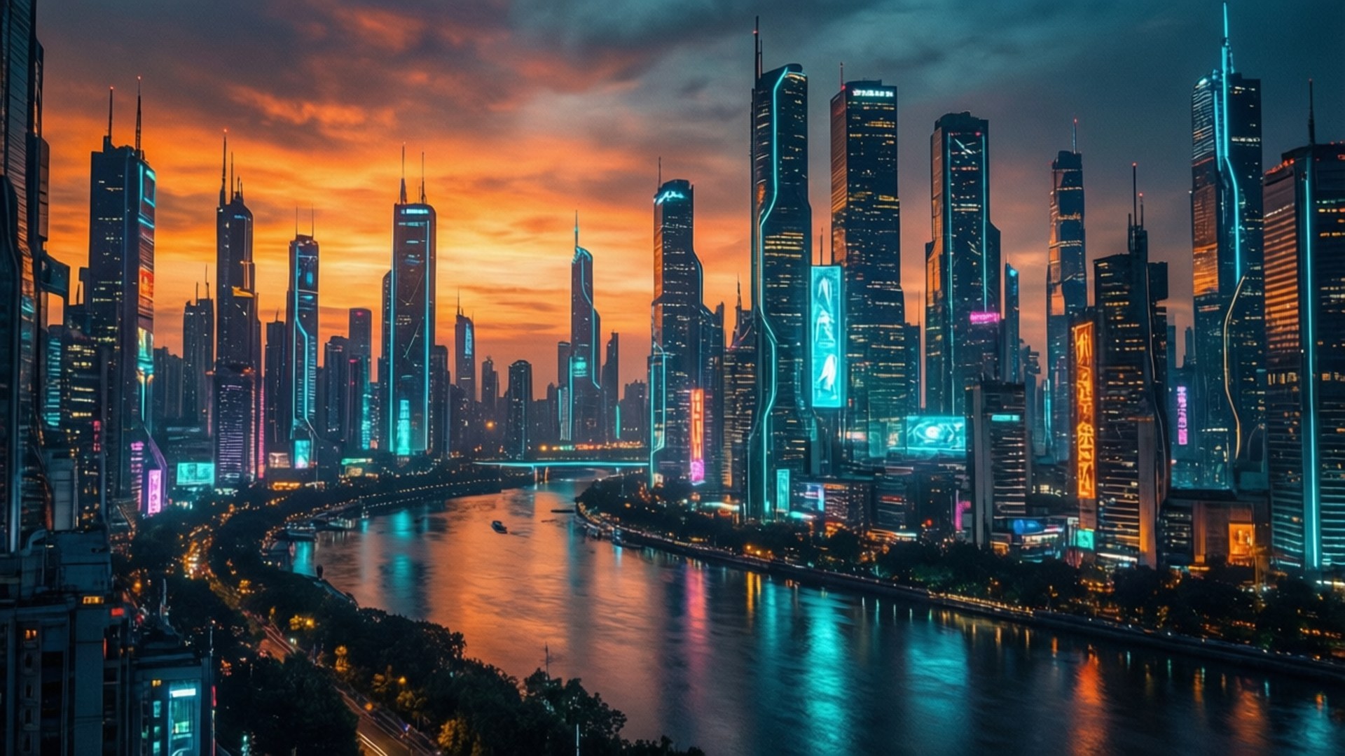 Takipsilim sa Neon City Wallpaper