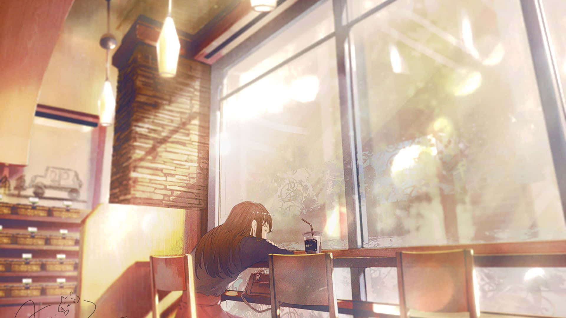 Tamad na Anime Cafe Background Wallpaper