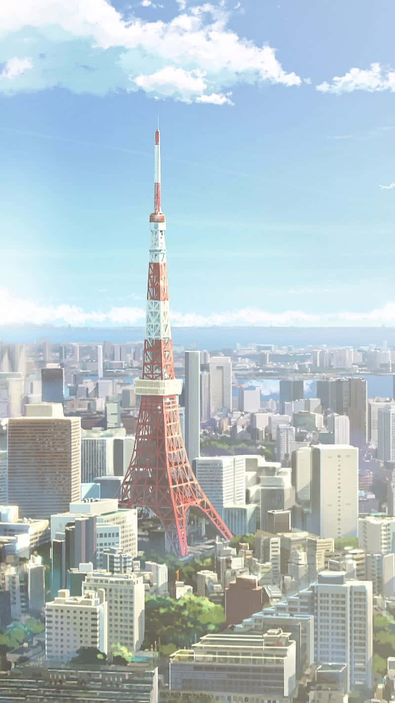 Tanawin Mula sa Itaas ng Tokyo Anime Tower Wallpaper