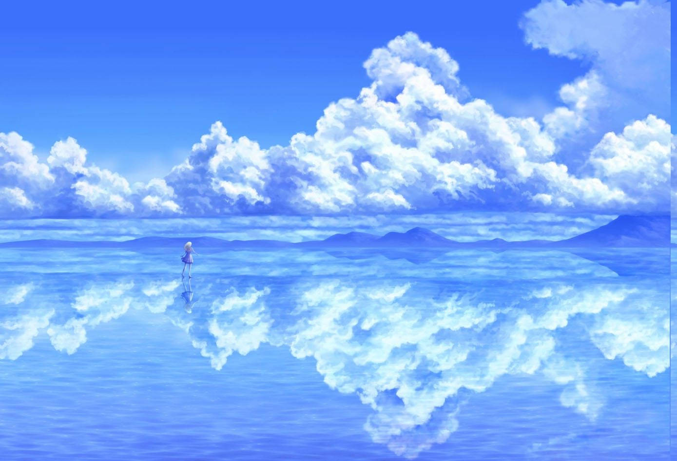 Tanawin ng Anime na Dagat ng Ulap Wallpaper
