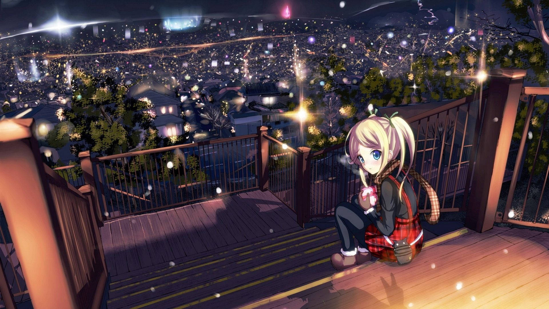 Tanawin ng Anime Cityscape Wallpaper