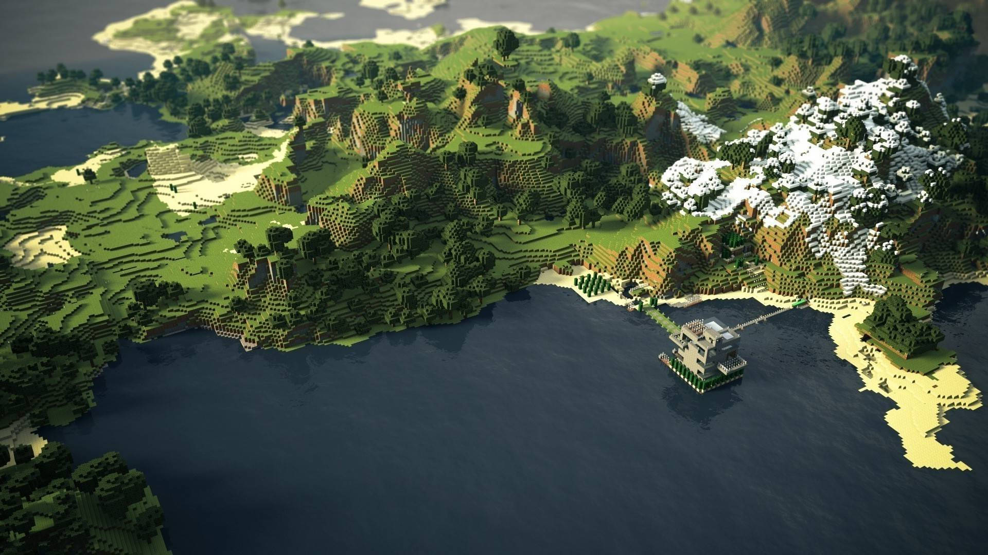 Tanawin ng Isang Forest Biome sa Minecraft Wallpaper