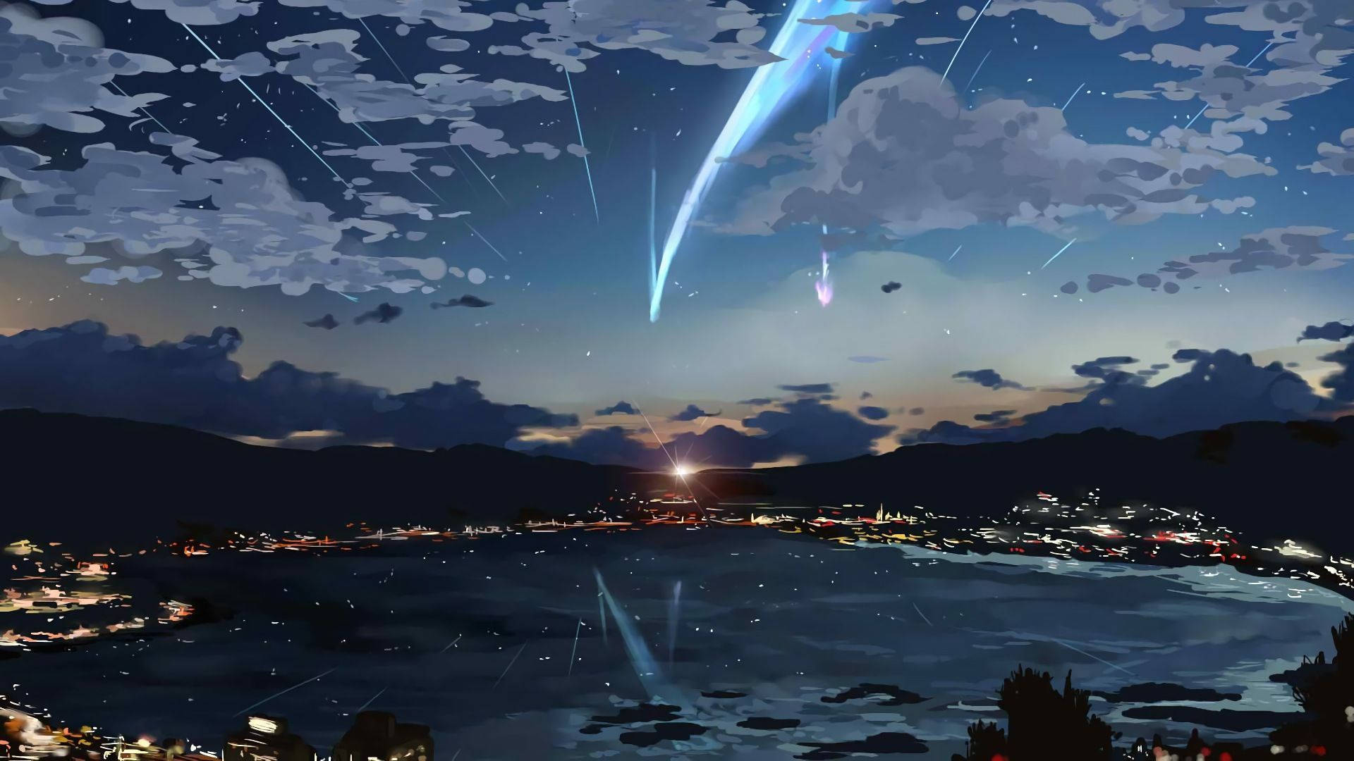 Tanawin ng Lungsod mula sa Seryeng Anime na Your Name Wallpaper