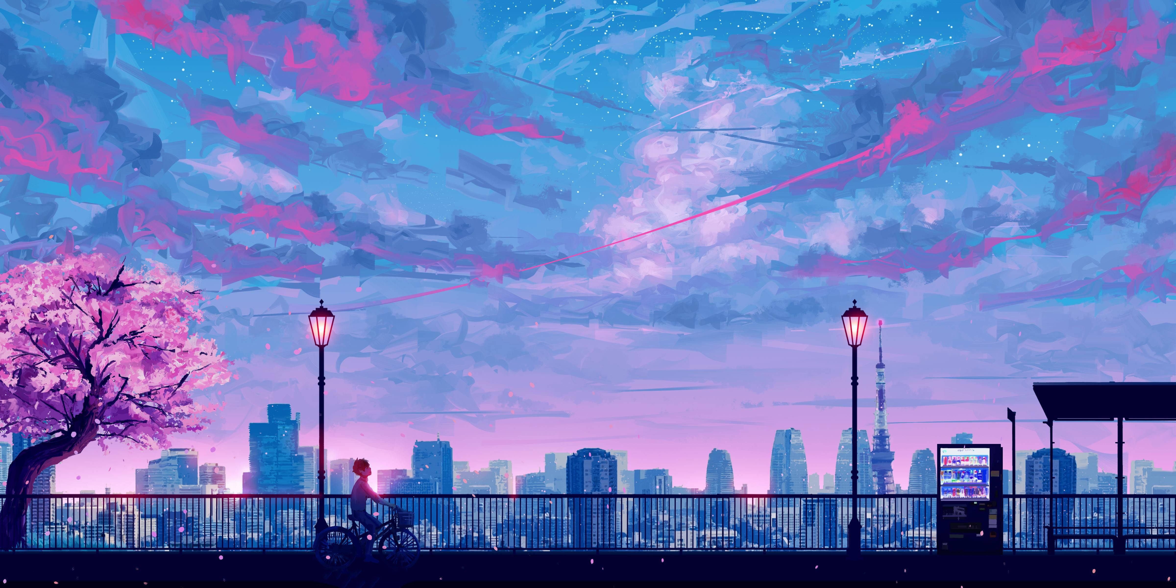 Tanawin ng Lungsod na Estetiko ng Isang Lalaki Wallpaper