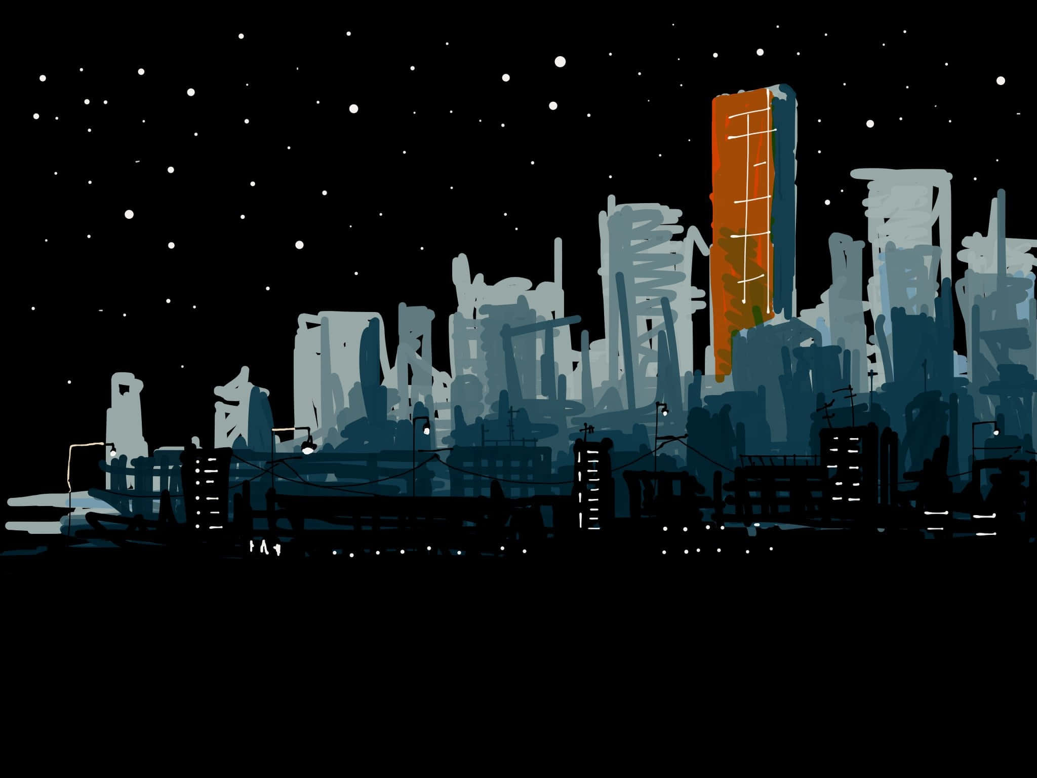 tanawin ng lungsod na may pulang gusali at asul na langit Wallpaper
