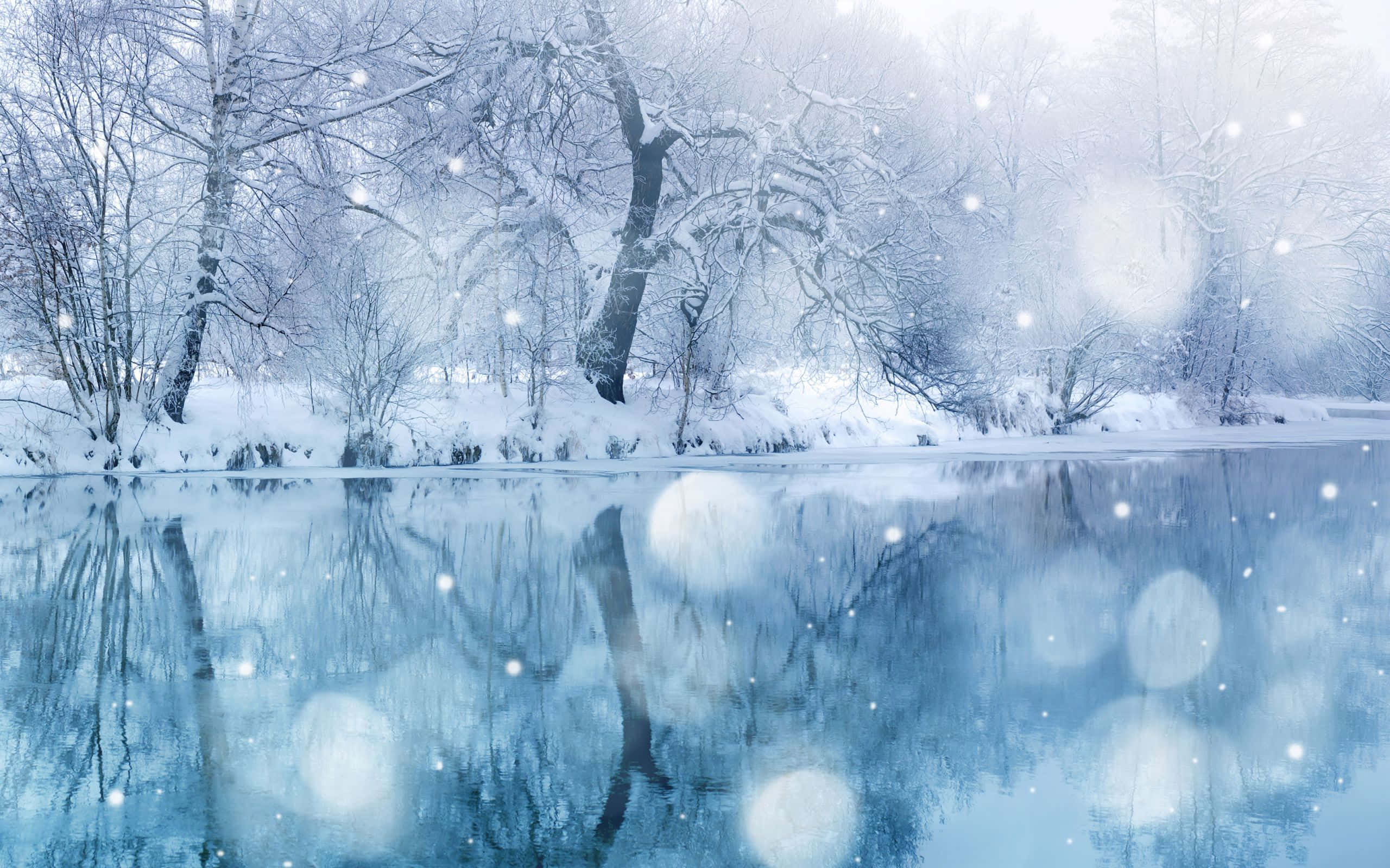 Tanawin ng Niyebe sa Winter Wonderland Background Wallpaper