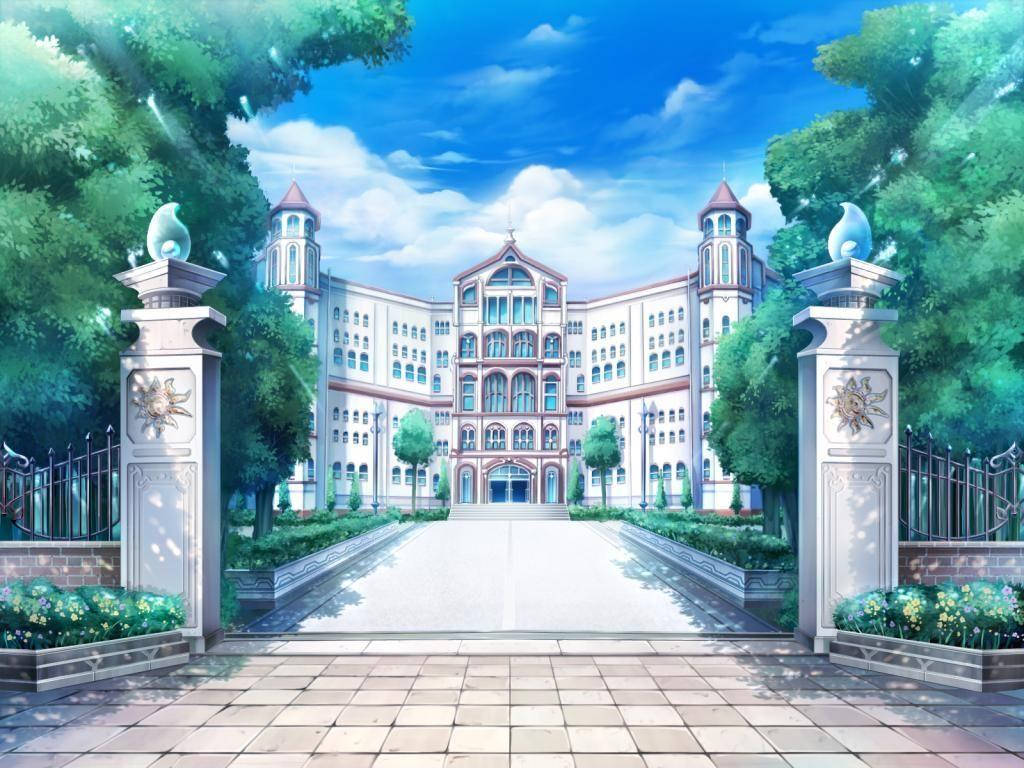 Tanawin ng Paaralang Anime Yumesaki Academy Wallpaper