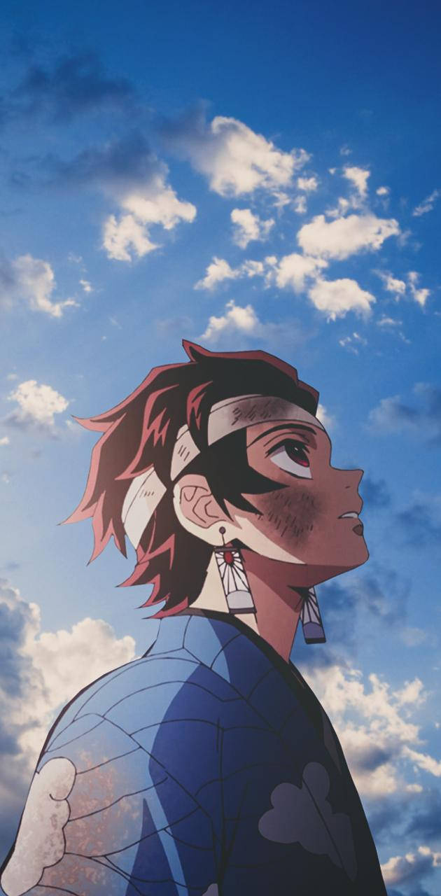Tanjiro Asul na Langit Demon Slayer iPhone Wallpaper