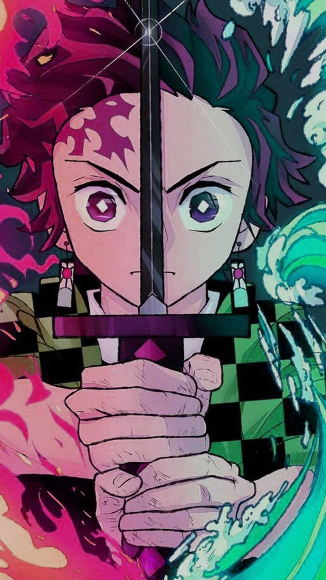 Tanjiro Marka sa Noo Demon Slayer iPhone Wallpaper