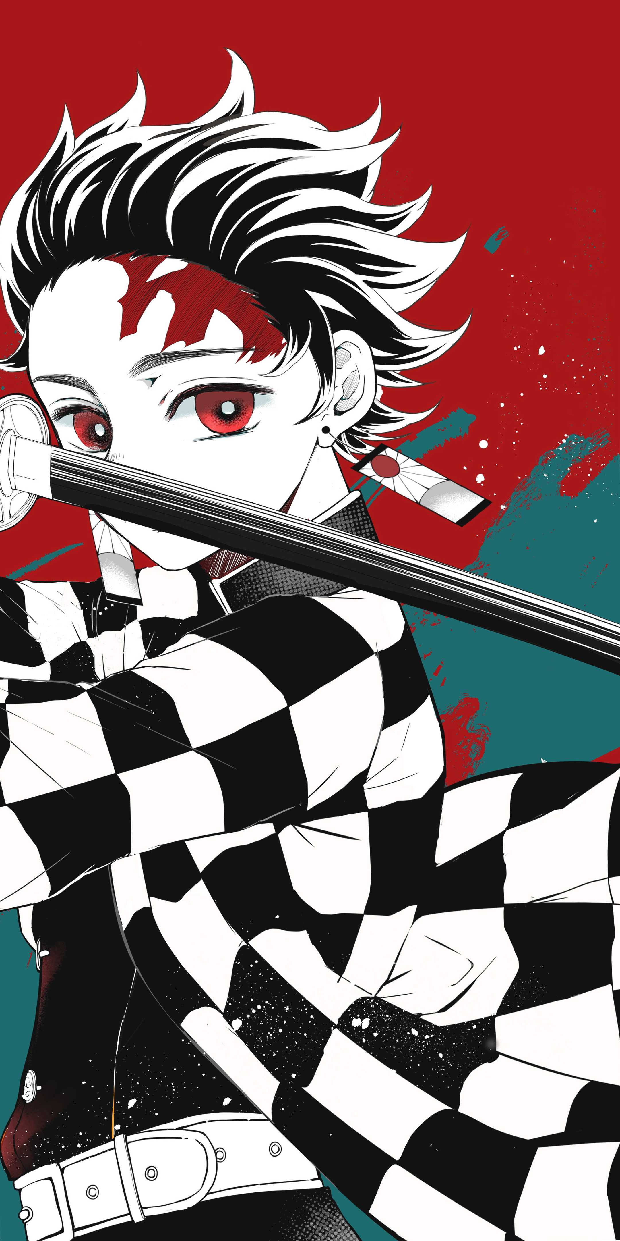 Tanjiro May Espada Demon Slayer iPhone Wallpaper