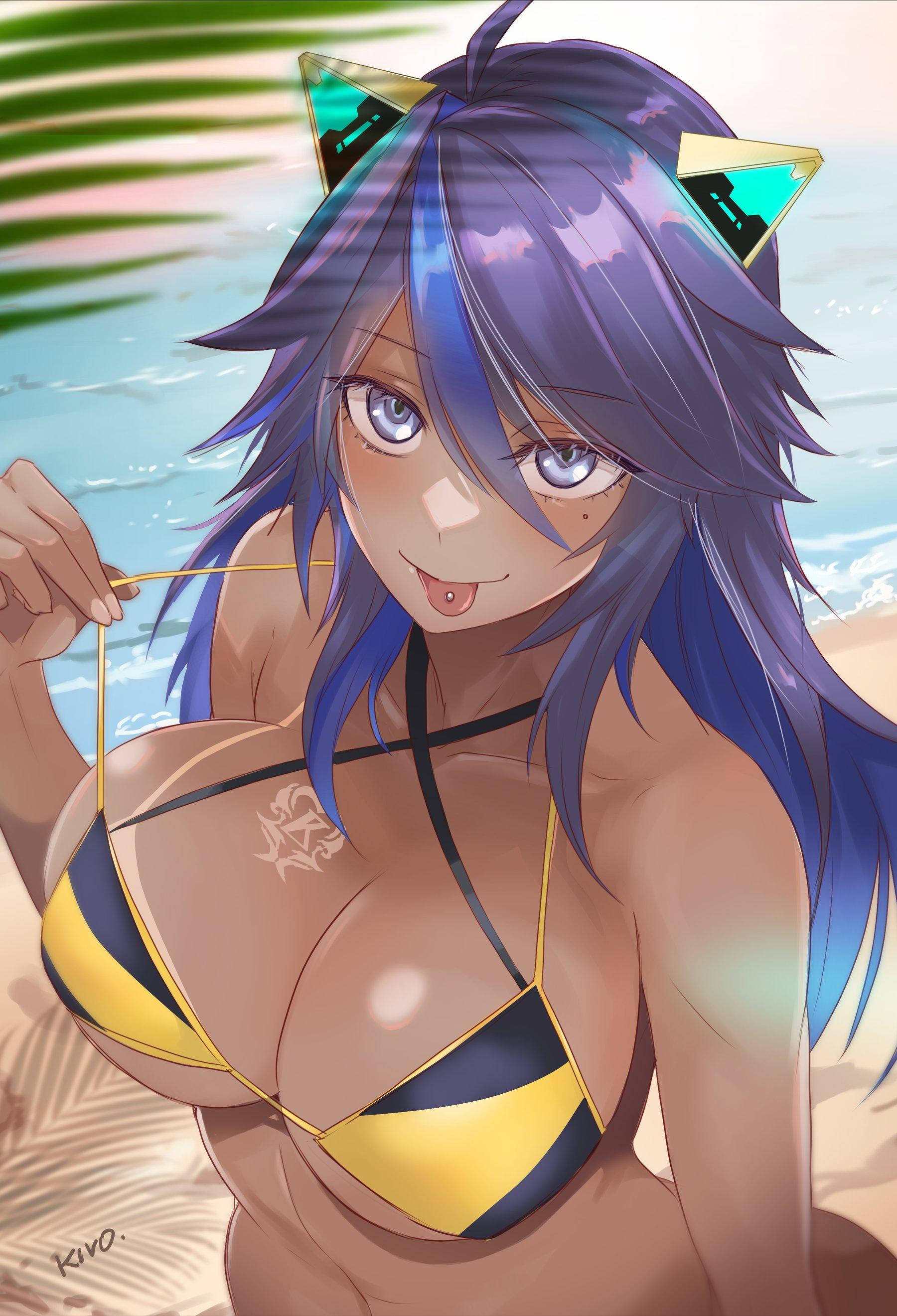 Tanned na VTuber na Babae sa Bikini Wallpaper