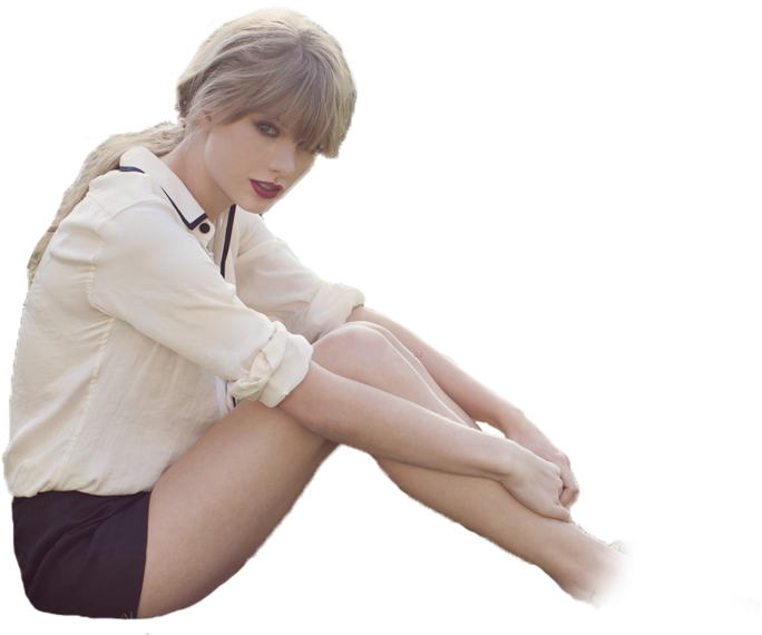 Taylor Swift Nakaupo na Pose Cutout Wallpaper
