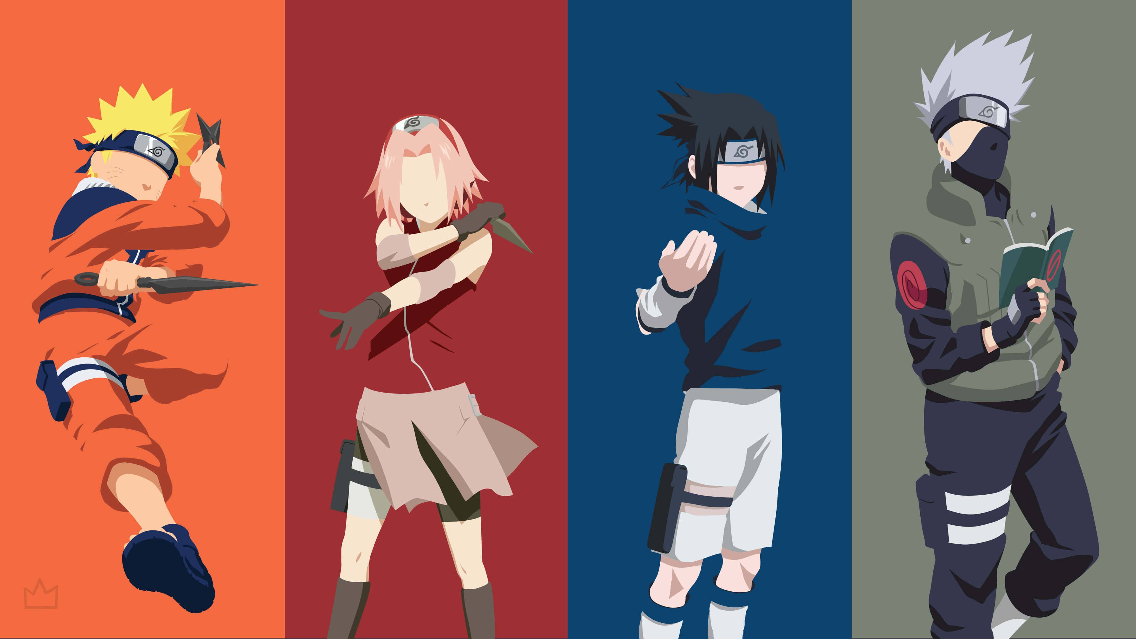 Team 7 - Naruto, Sasuke, Sakura, Kakashi at Rock Lee Wallpaper