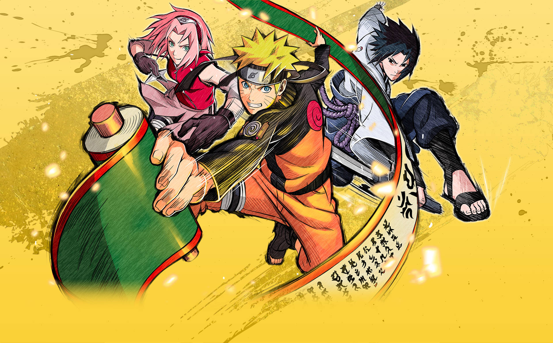 Team Trio Sakura, Naruto At Sasuke Wallpaper