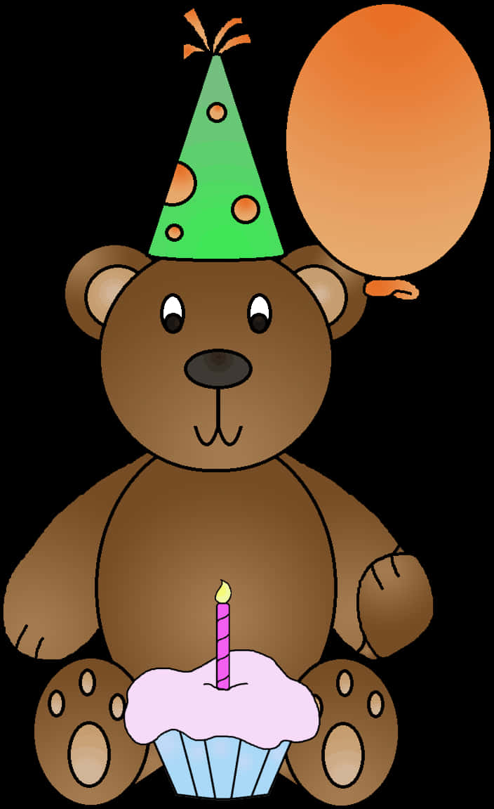 Teddy Bear na may Cupcake para sa Pagdiriwang ng Kaarawan Wallpaper