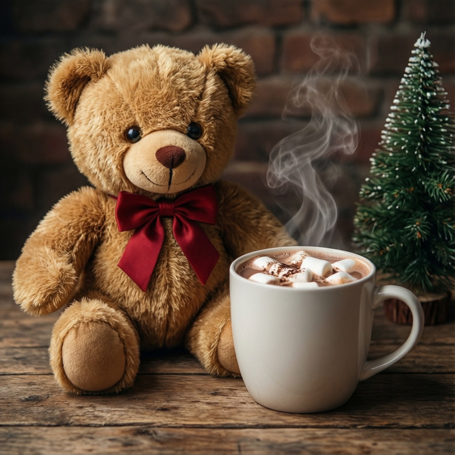 Teddy Bear na may Mainit na Kakao Wallpaper