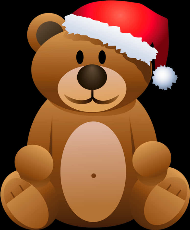 Teddy Bear na may Sombrero ni Santa para sa Pasko Wallpaper