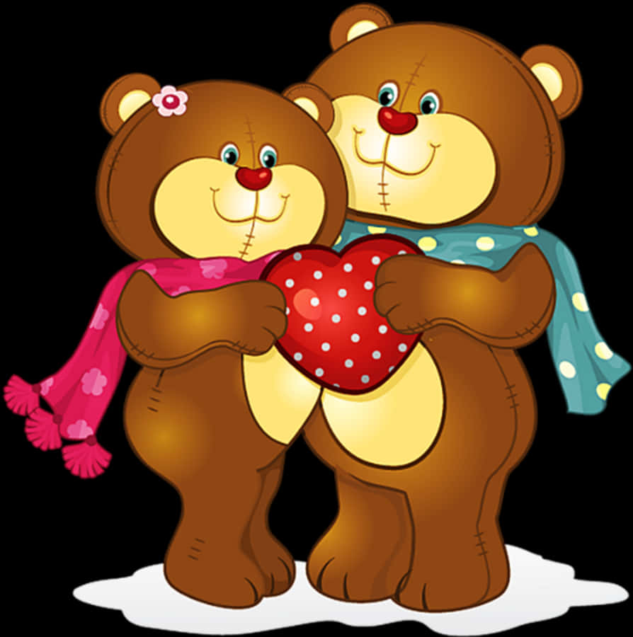 Teddy Bears na May Hawak na Puso Wallpaper