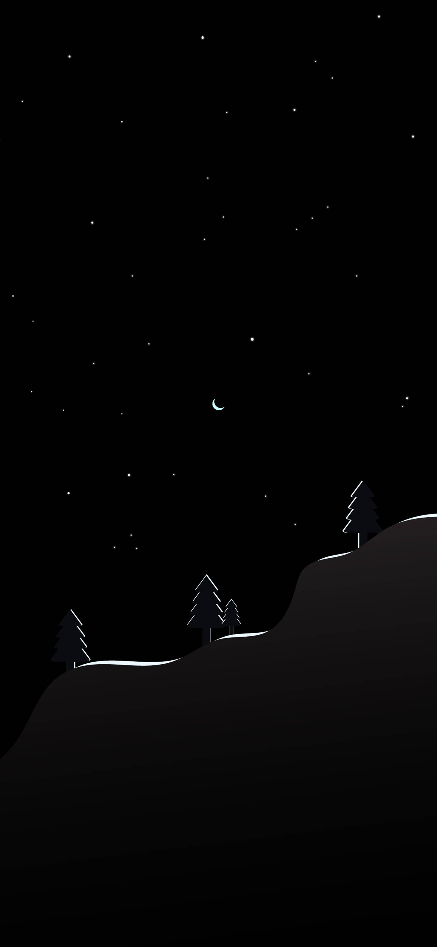 Telepono Itim na Minimalistang Gabi ng Kalikasan Wallpaper
