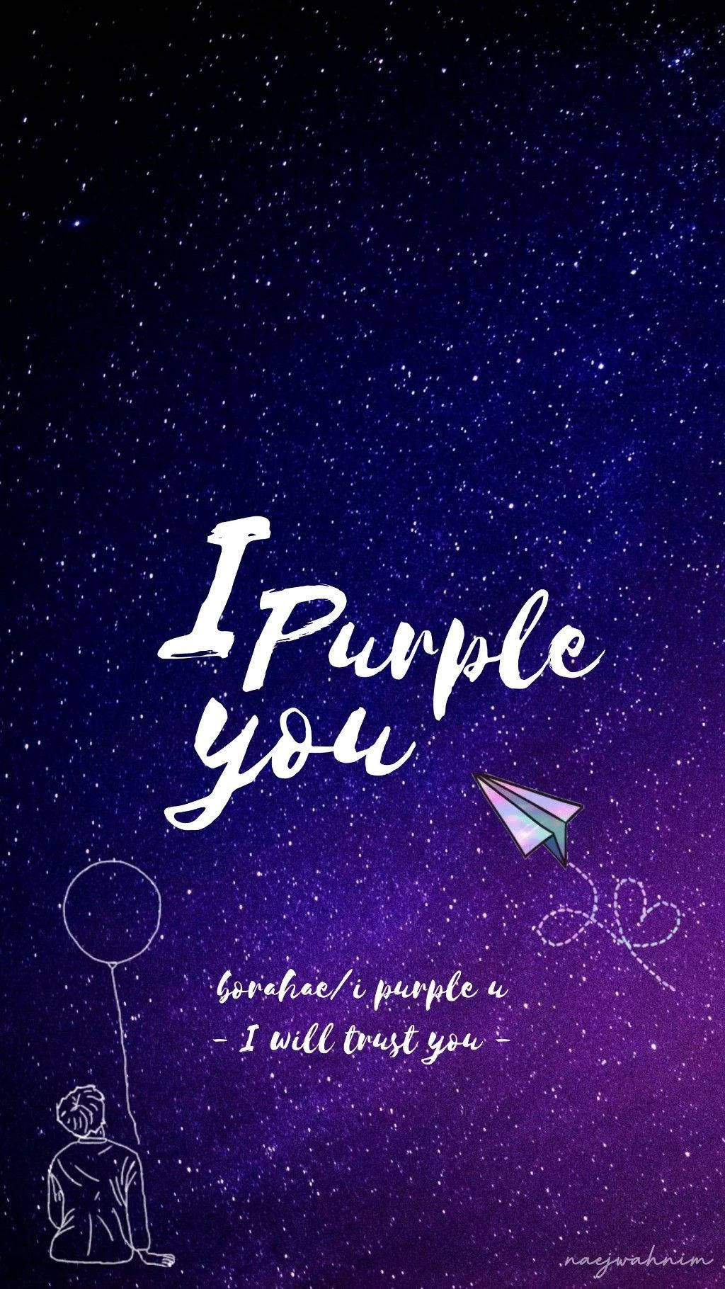 Tema ng Pastel Purple Galaxy na Borahae Wallpaper