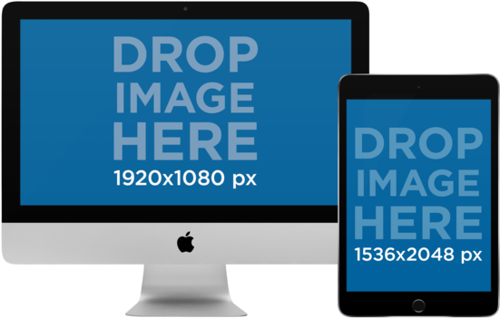 Template Mockup ng i Mac at iPad Wallpaper