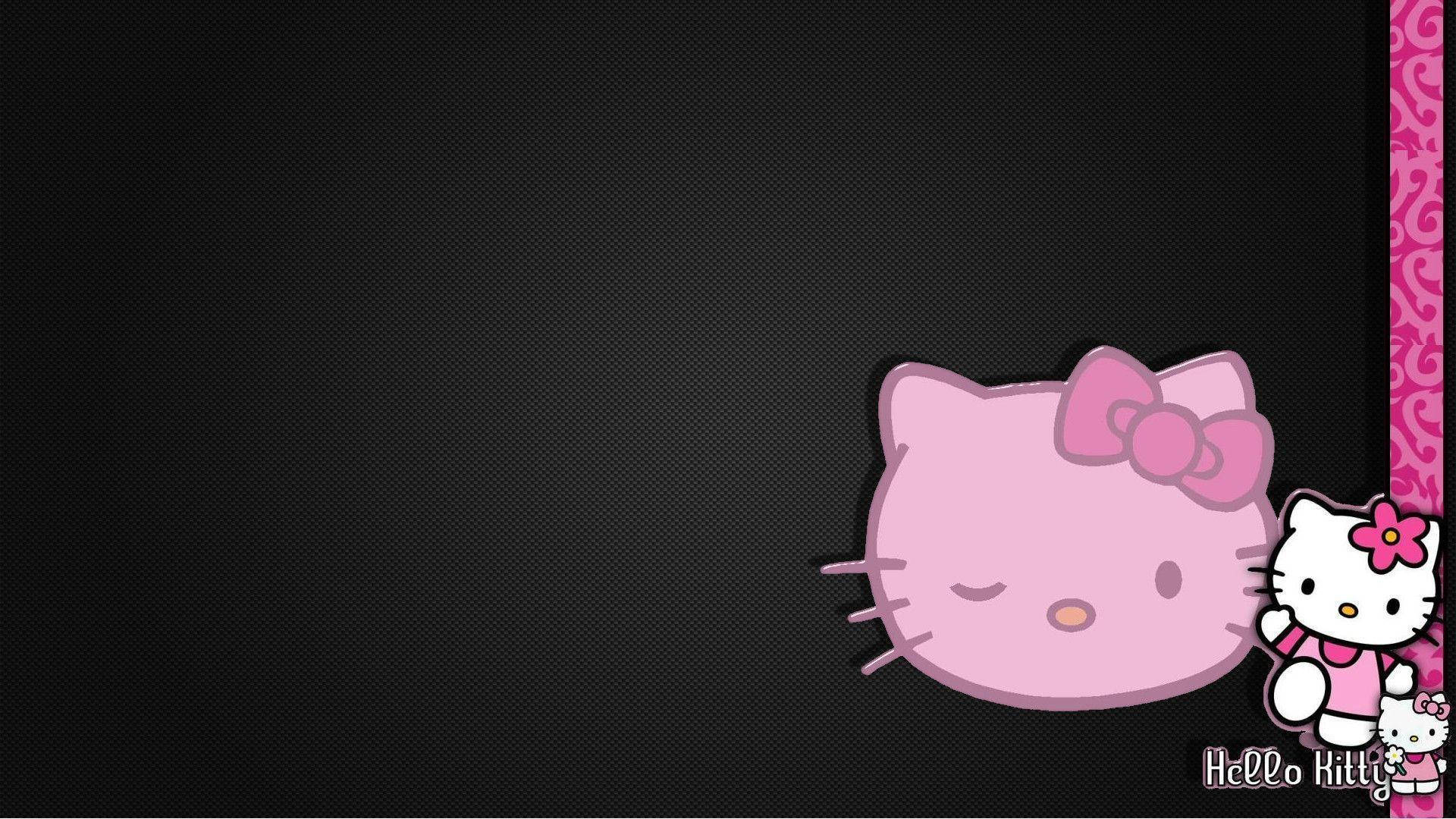Textured Black Hello Kitty na May Border Wallpaper