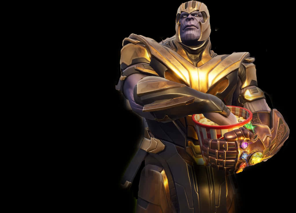 Thanos na May Hawak na Balde ng Popcorn Wallpaper