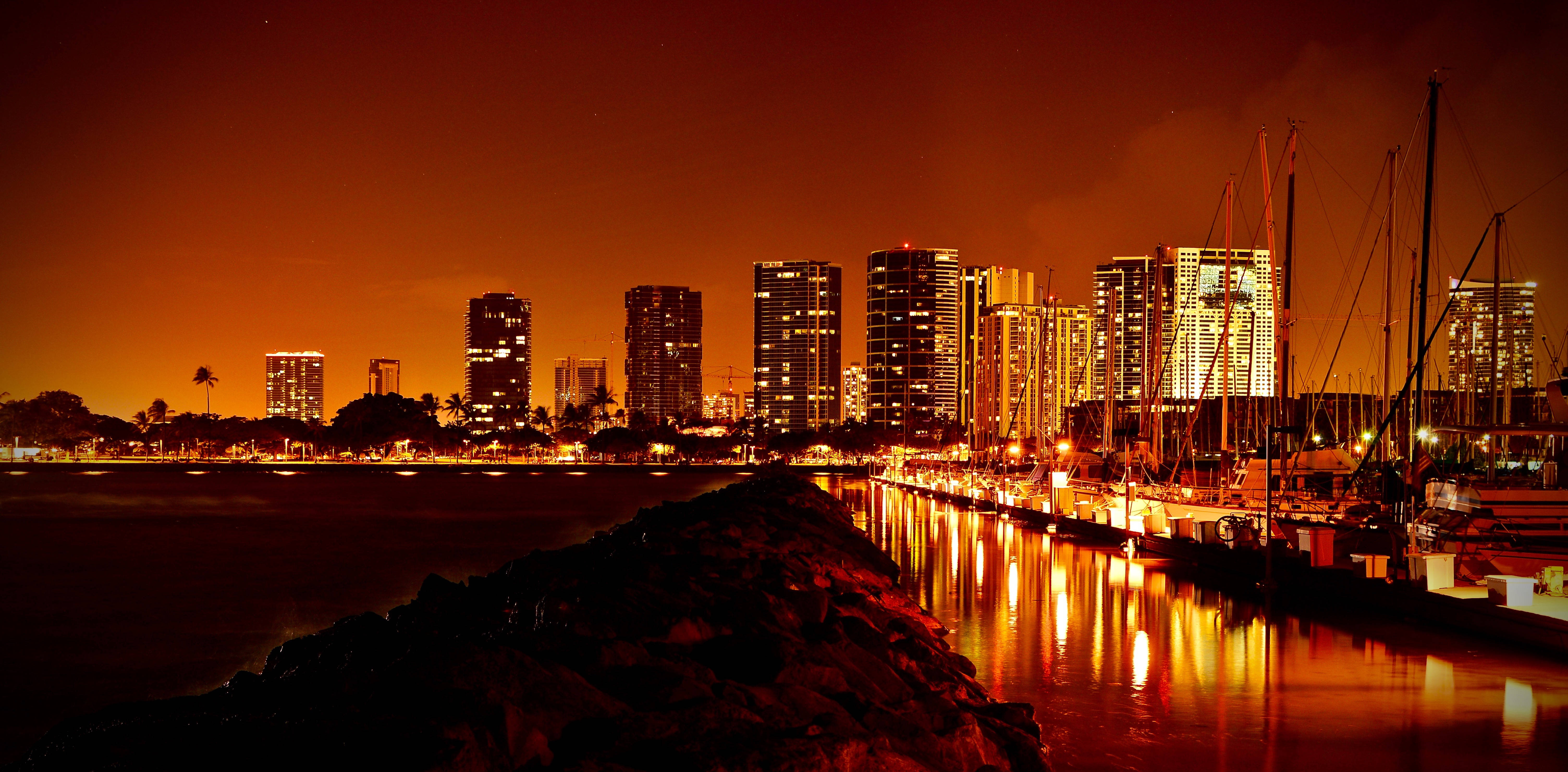 The Magical City Lights at Night Wallpaper