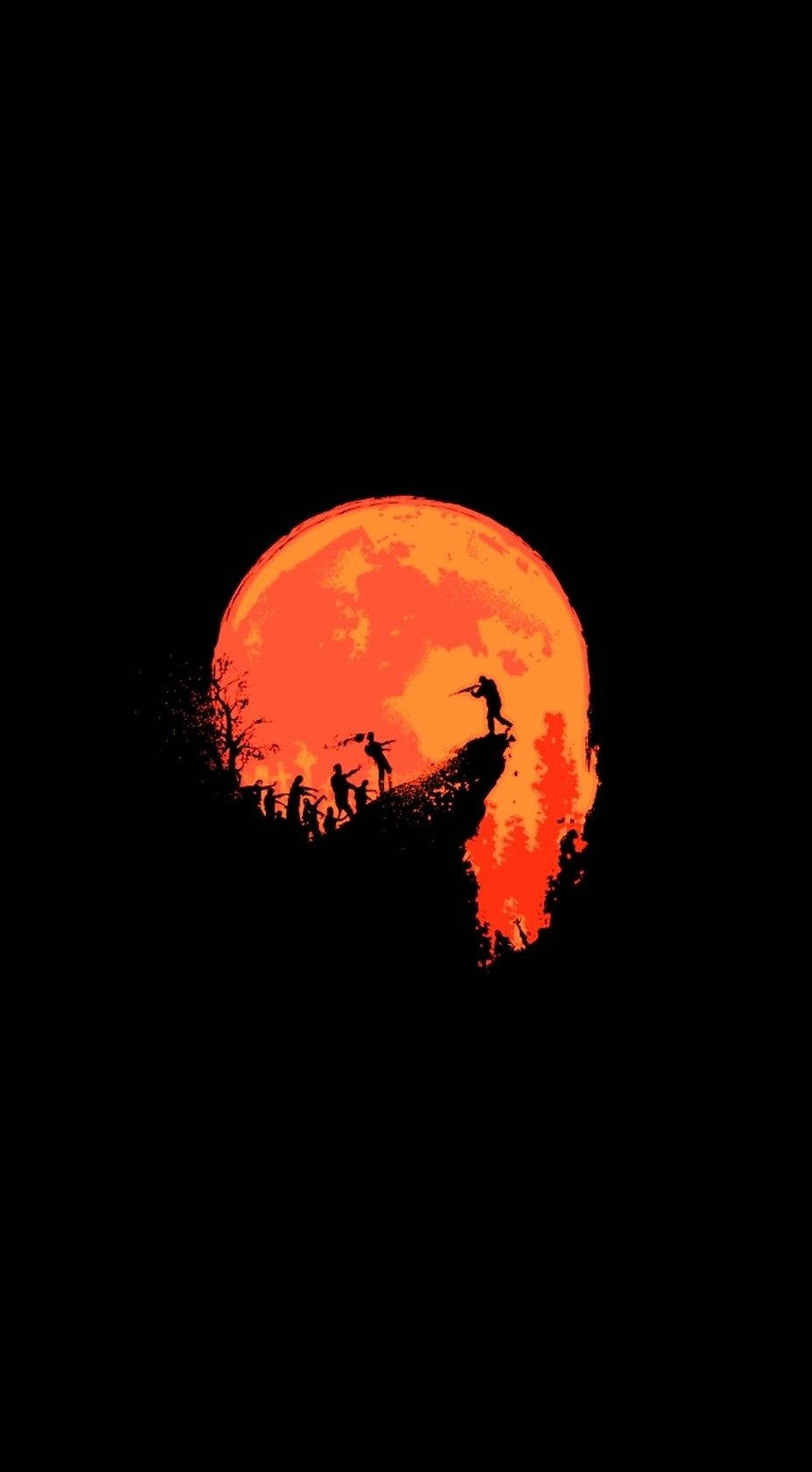 Ang moon ay nagliliwanag orange sa itaas ng isang stunning cliff face. Wallpaper