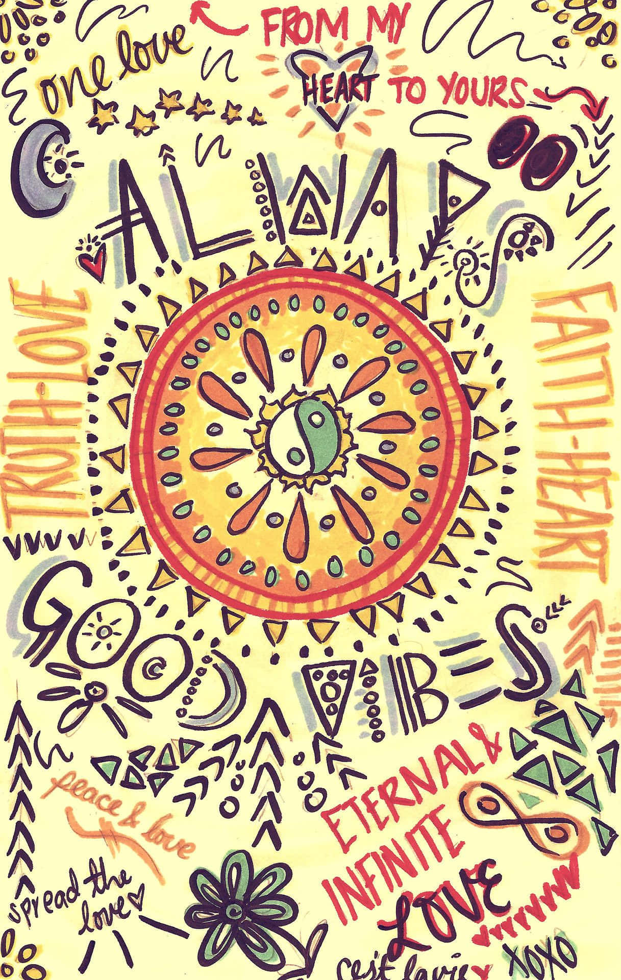 "Ang kapayapaan, pag-ibig at harmony ng 70s Hippie era." Wallpaper