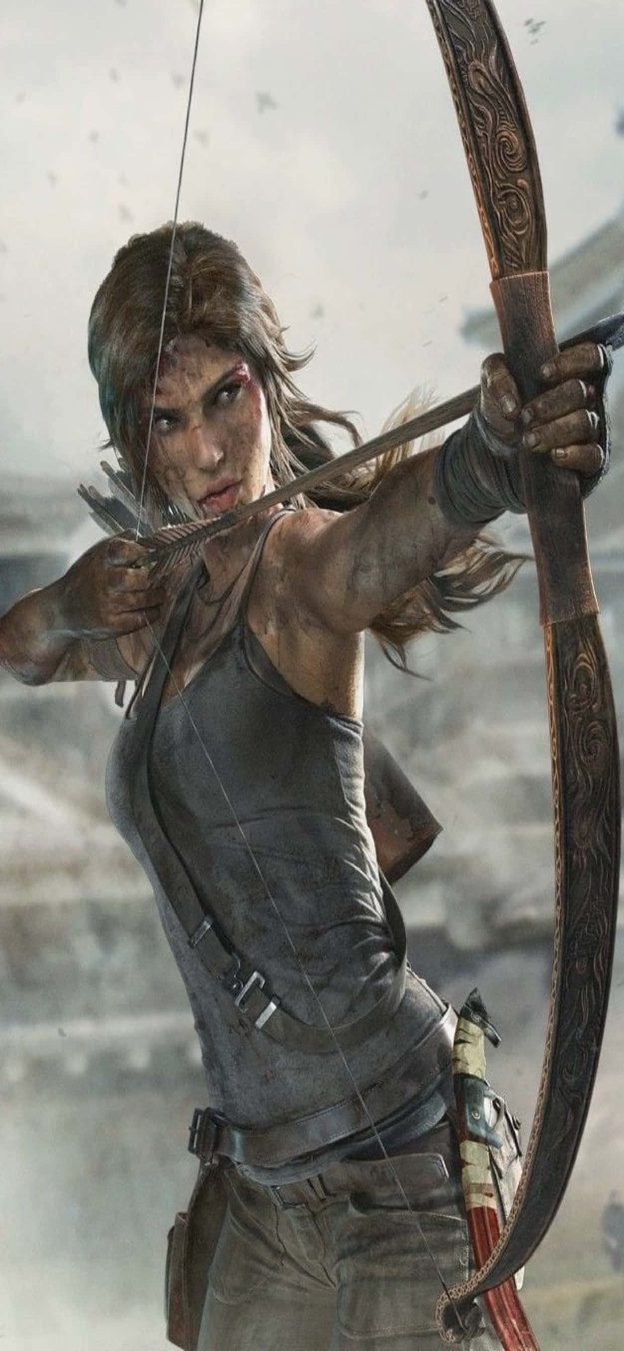 ang tomb raider ay humahawak ng bow at arrow Wallpaper