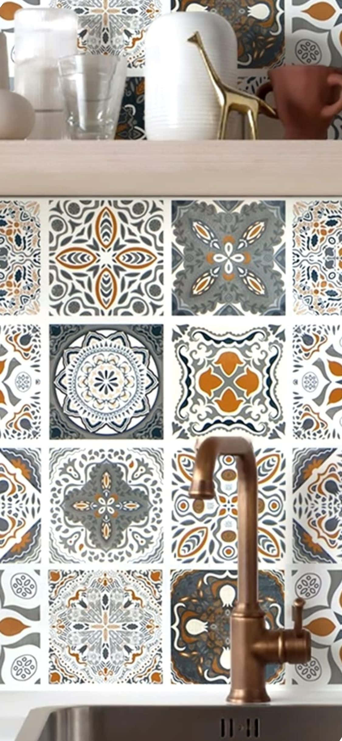 Tile Sticker iPhone X Kitchen Background Wallpaper