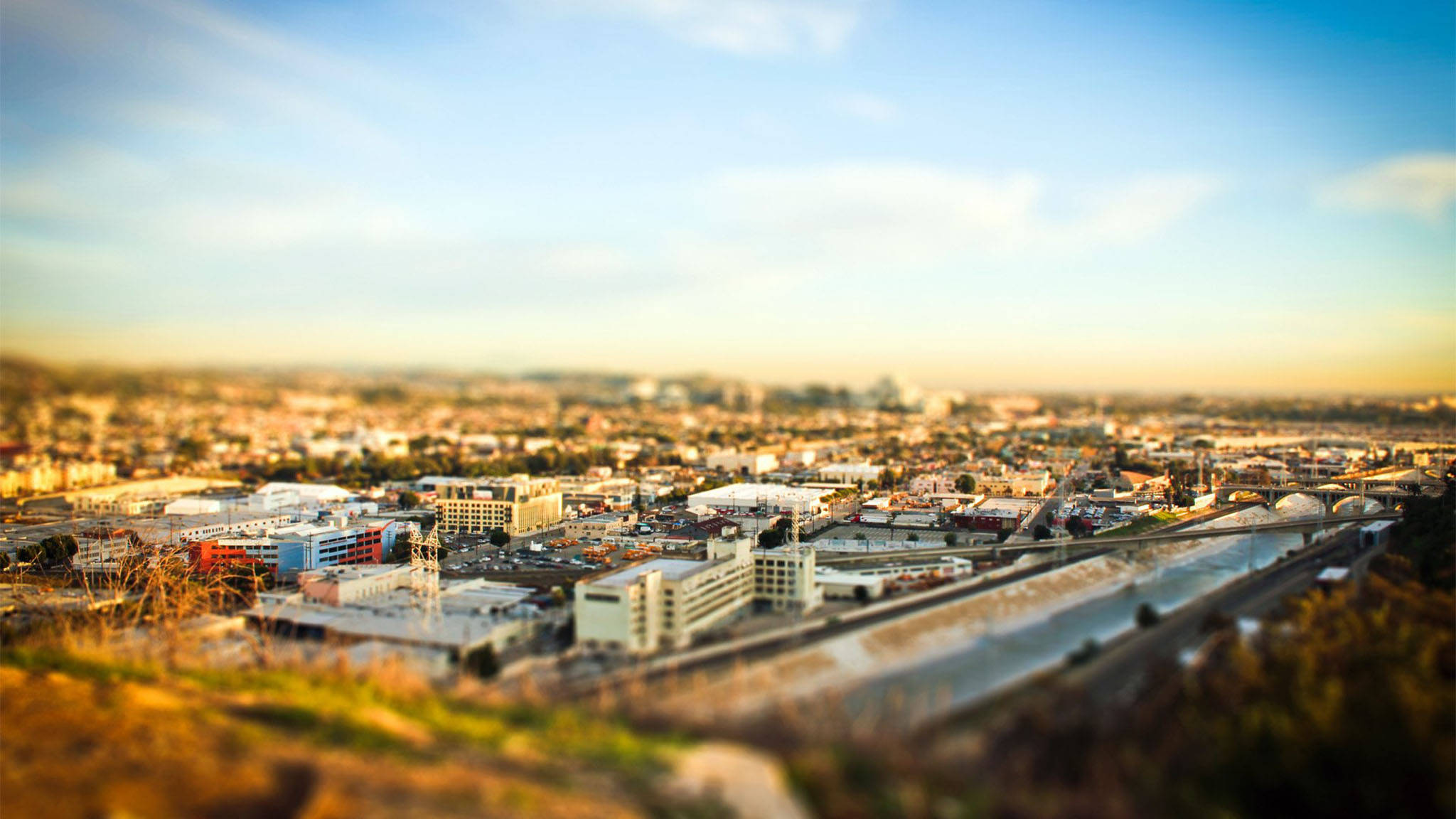 Tilt-Shift Los Angeles Paglubog ng Araw Wallpaper