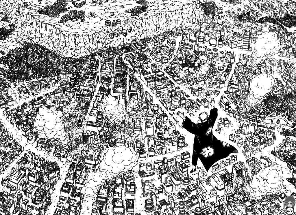 Tinatamasa ang magagandang tanawin ng isang Manga Panel Wallpaper