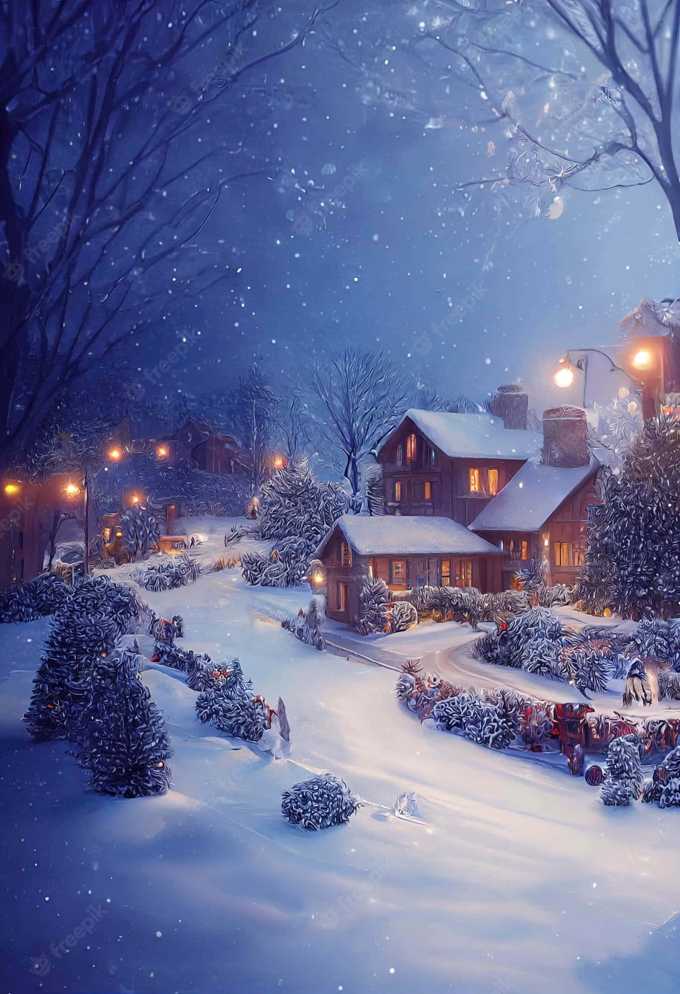 Tinatangkilik ang magandang tanawin ng Pasko. Wallpaper