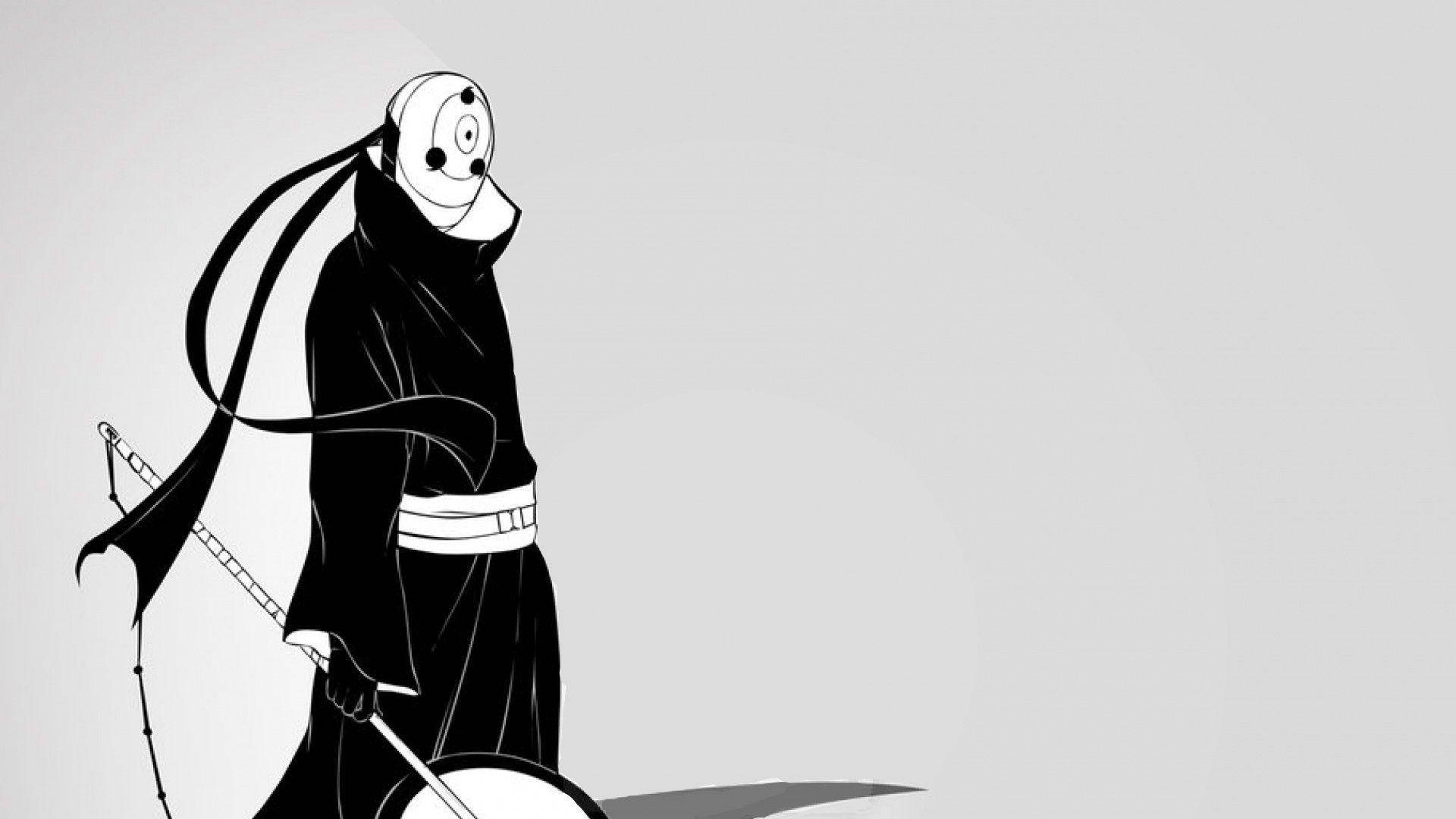 Tobi Naruto Itim at Puti Aesthetic Wallpaper