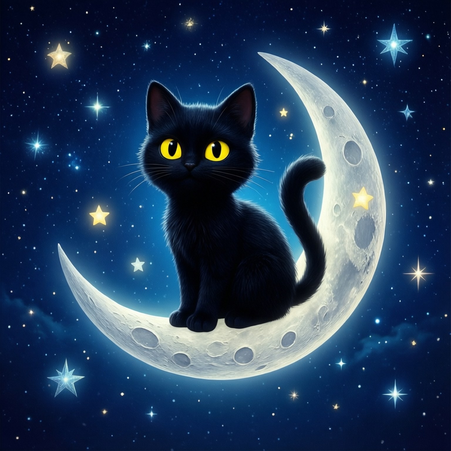 Toca Boca Cat on Moon Wallpaper