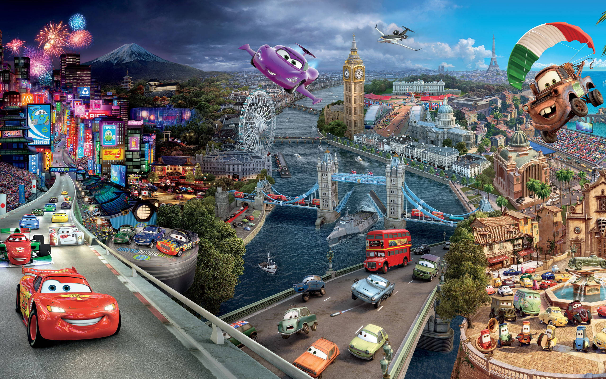 Tokyo London Paris Porto Corsa Cars 2 Wallpaper