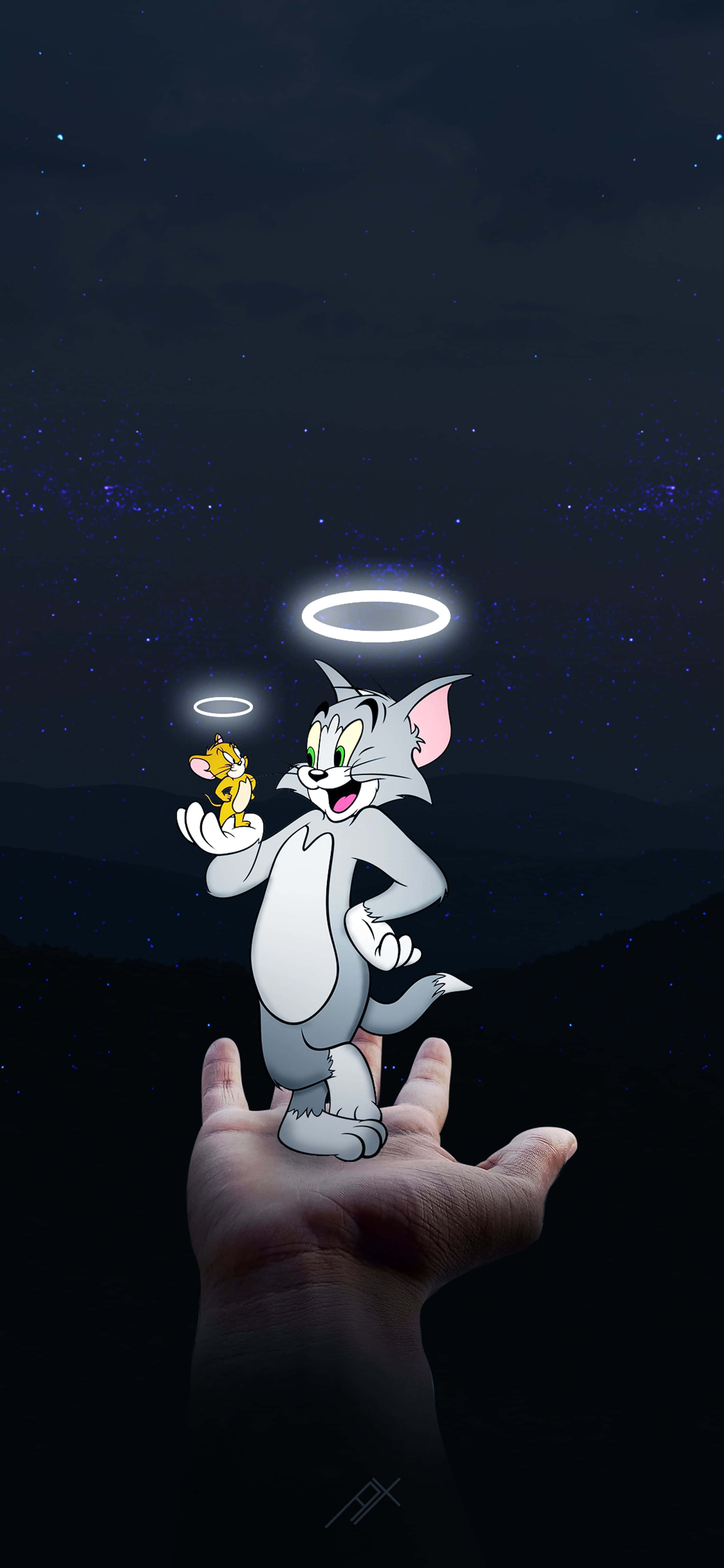 Tom at Jerry na May mga Halo Cartoon Background Wallpaper