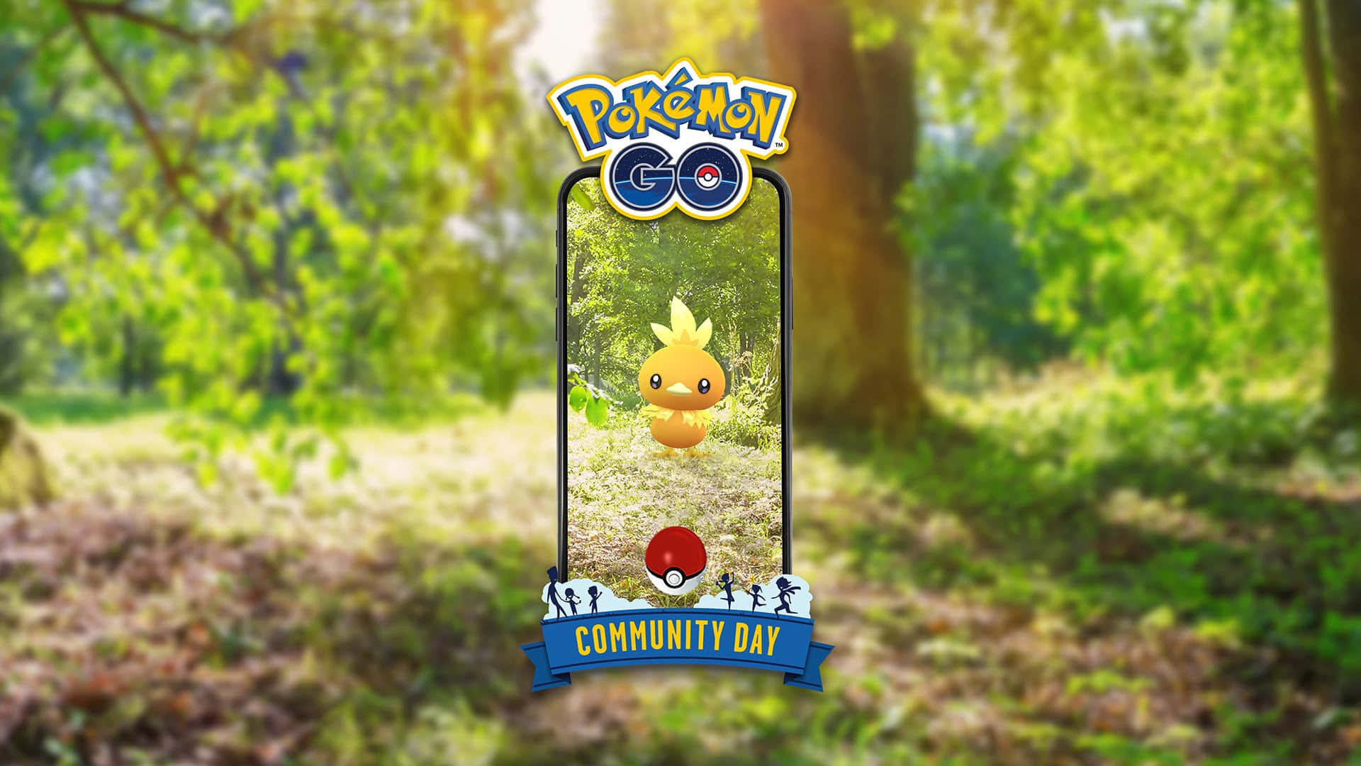 Torchic na may Logo ng Pokemon Go Community Day Wallpaper