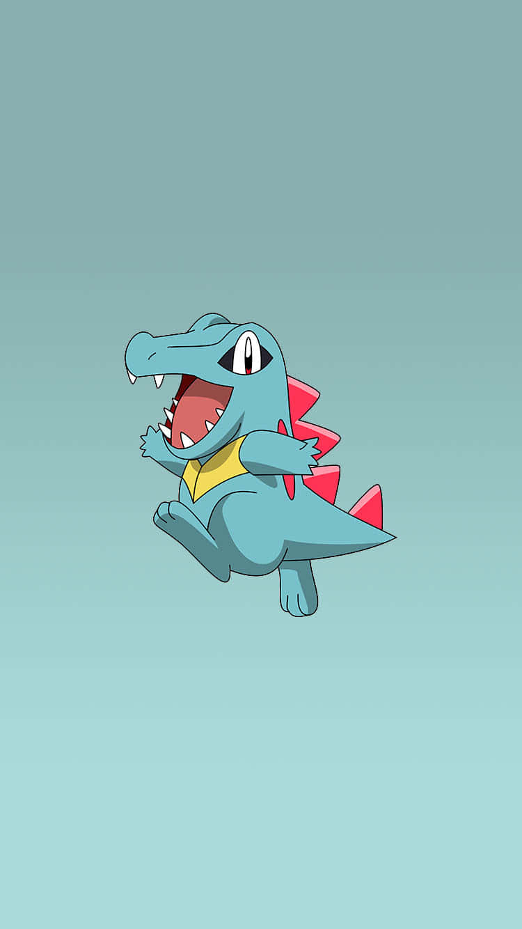 Totodile sa Teal Gradient na Background Wallpaper