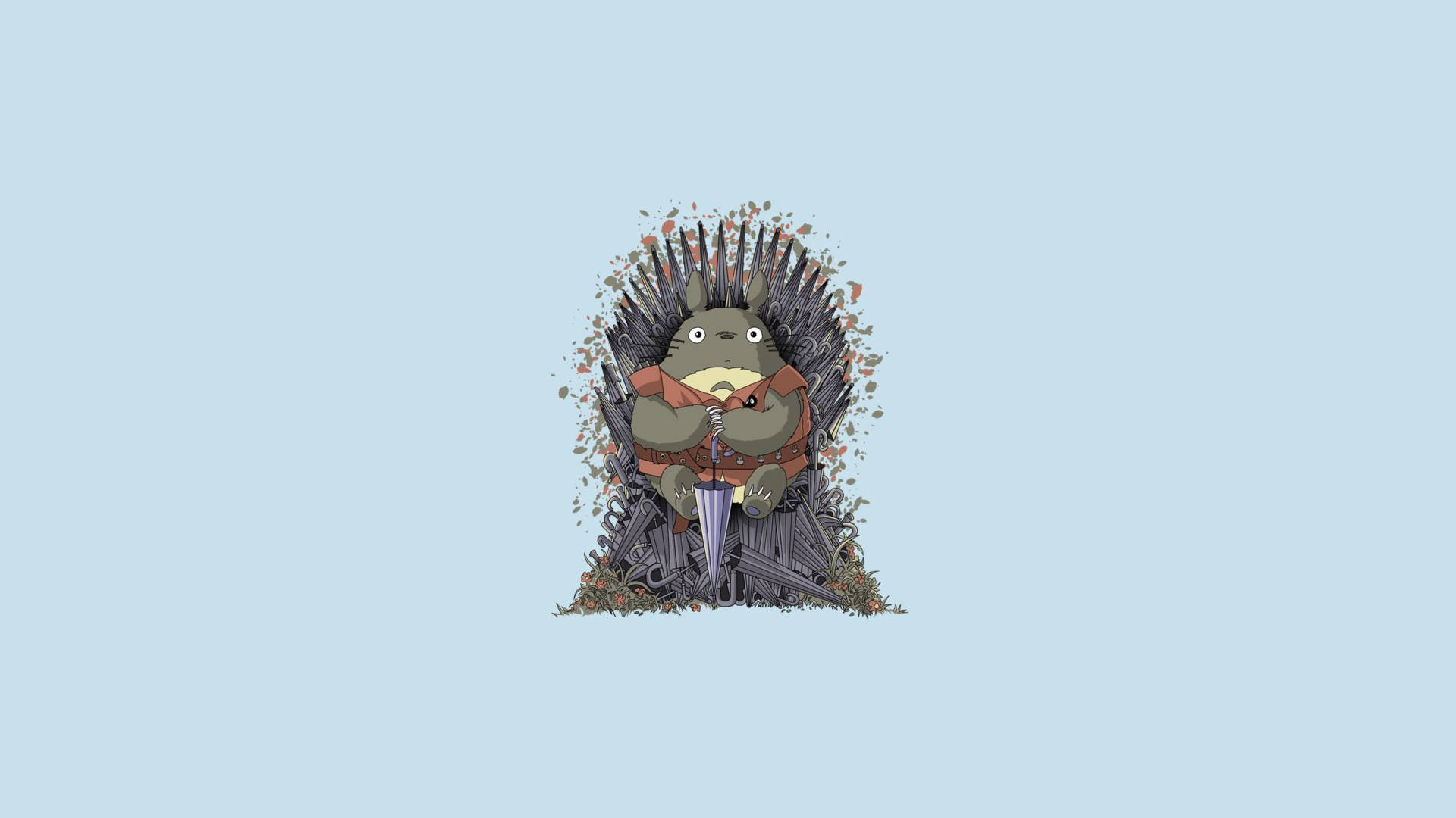 Totoro Game of Thrones Minimalist Aesthetic na Laptop Wallpaper