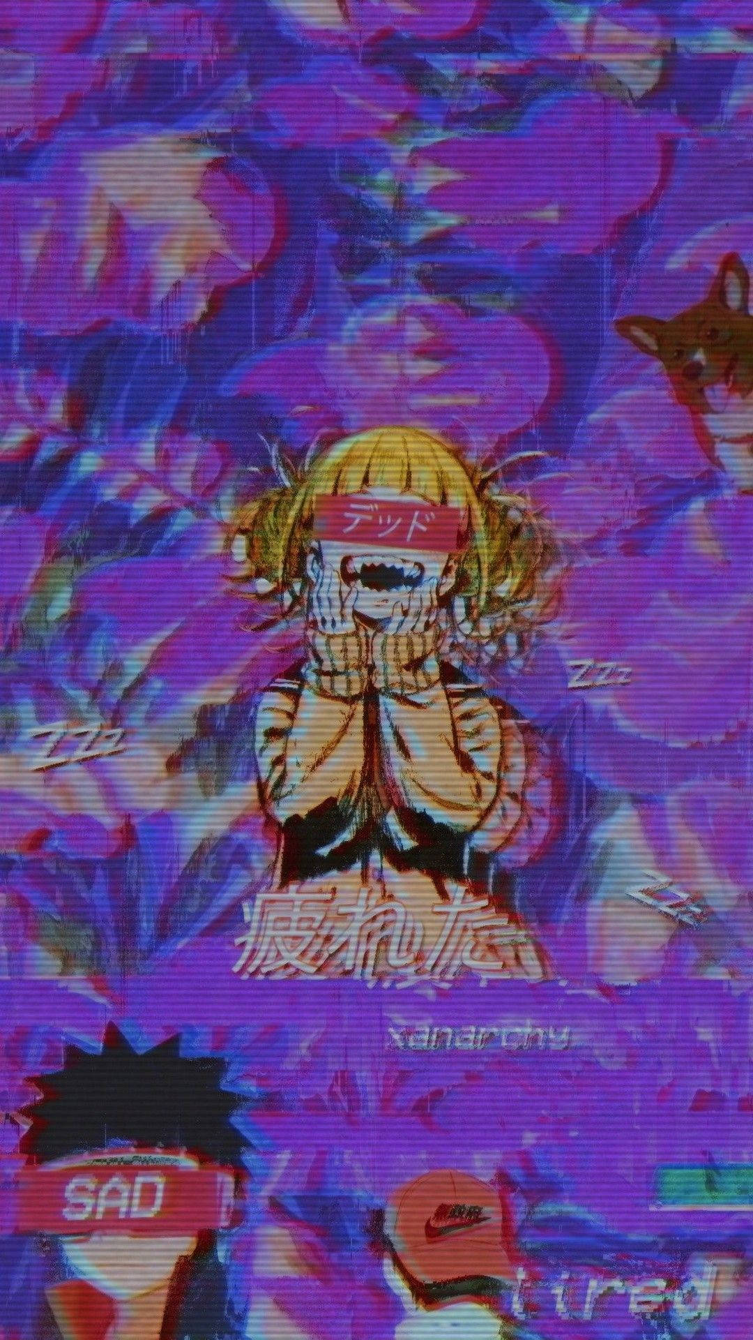 Trippy Aesthetic Anime sa Lila Wallpaper