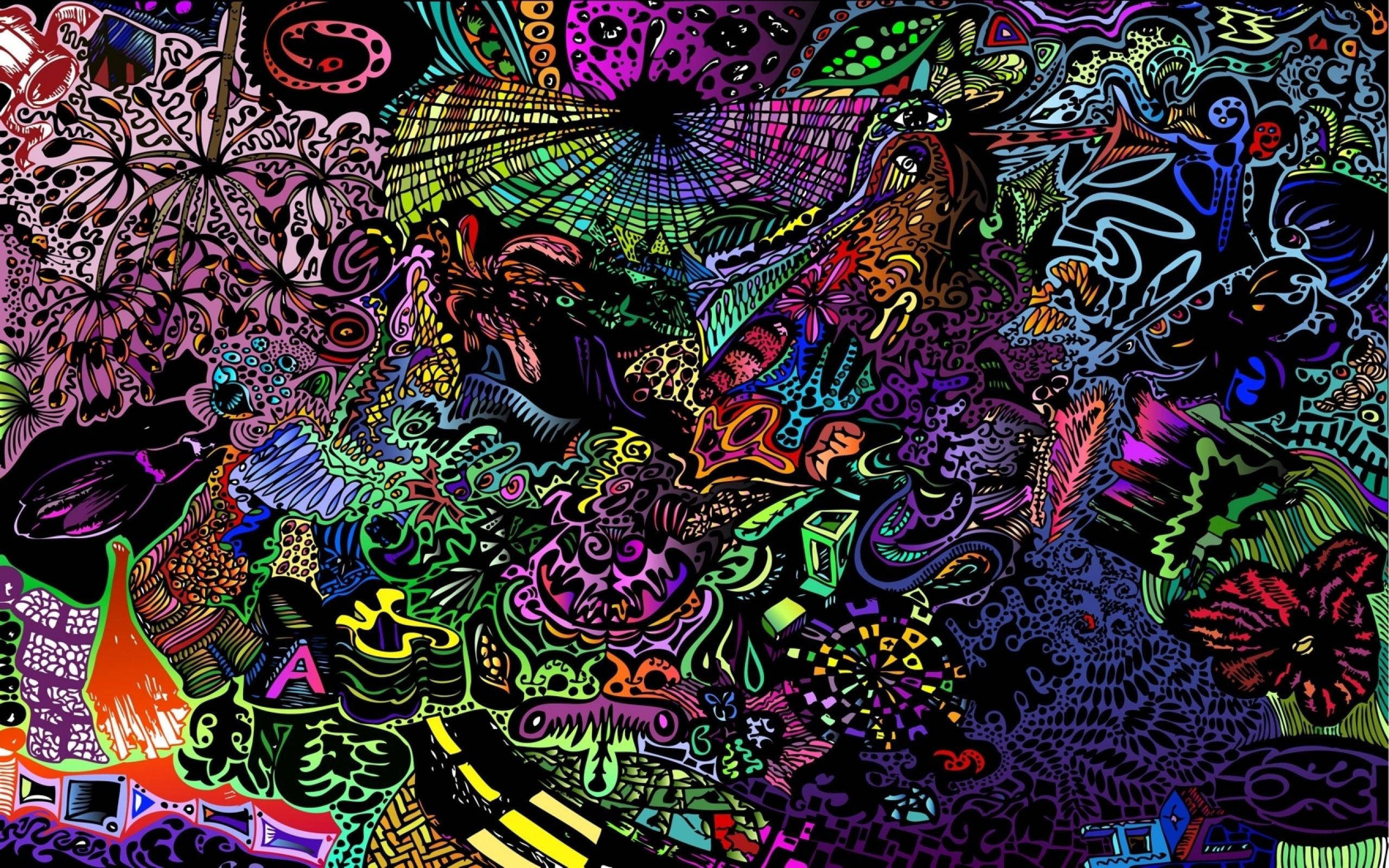 Trippy Madilim na Aesthetic Doodle Wallpaper