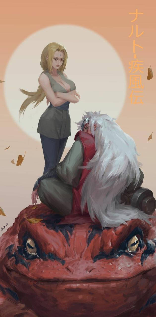 Tsunade, Jiraiya, at Gamabunta Wallpaper