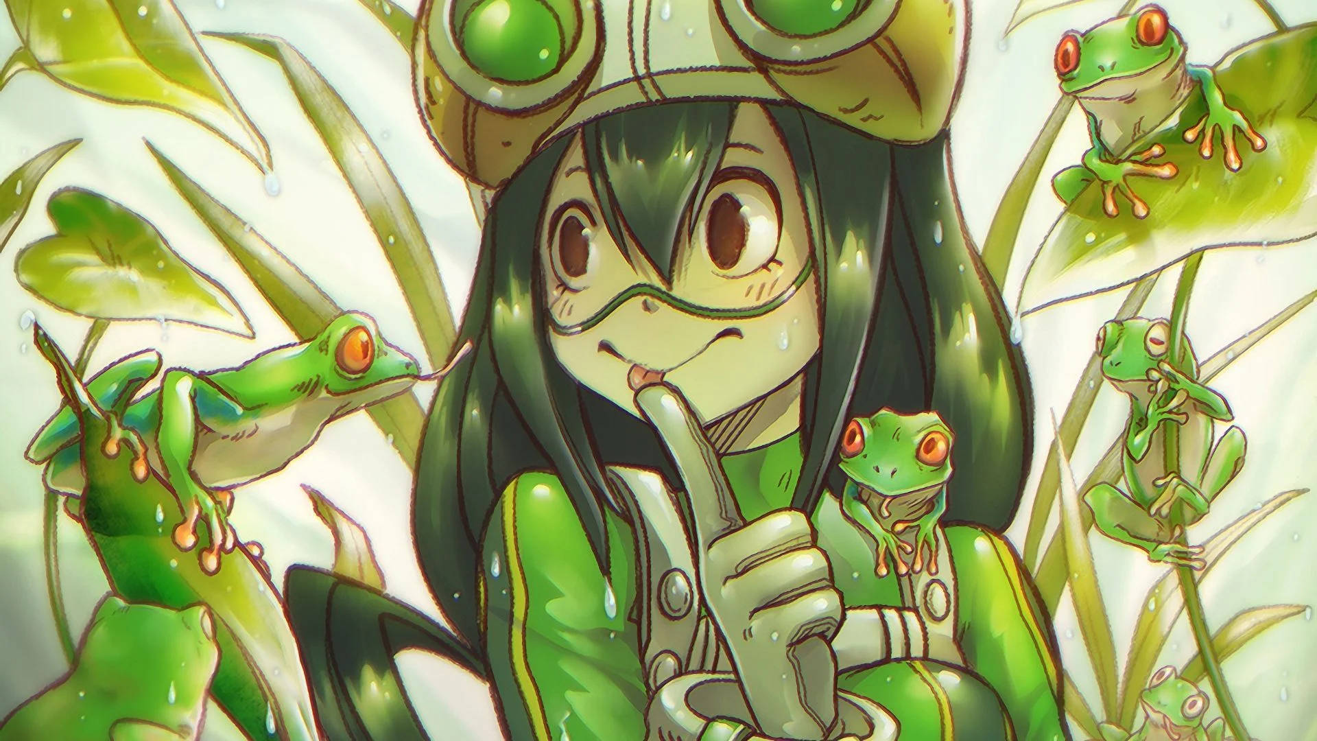 Tsuyu Asui Kasama ang Mga Nakatutuwang Palaka Wallpaper