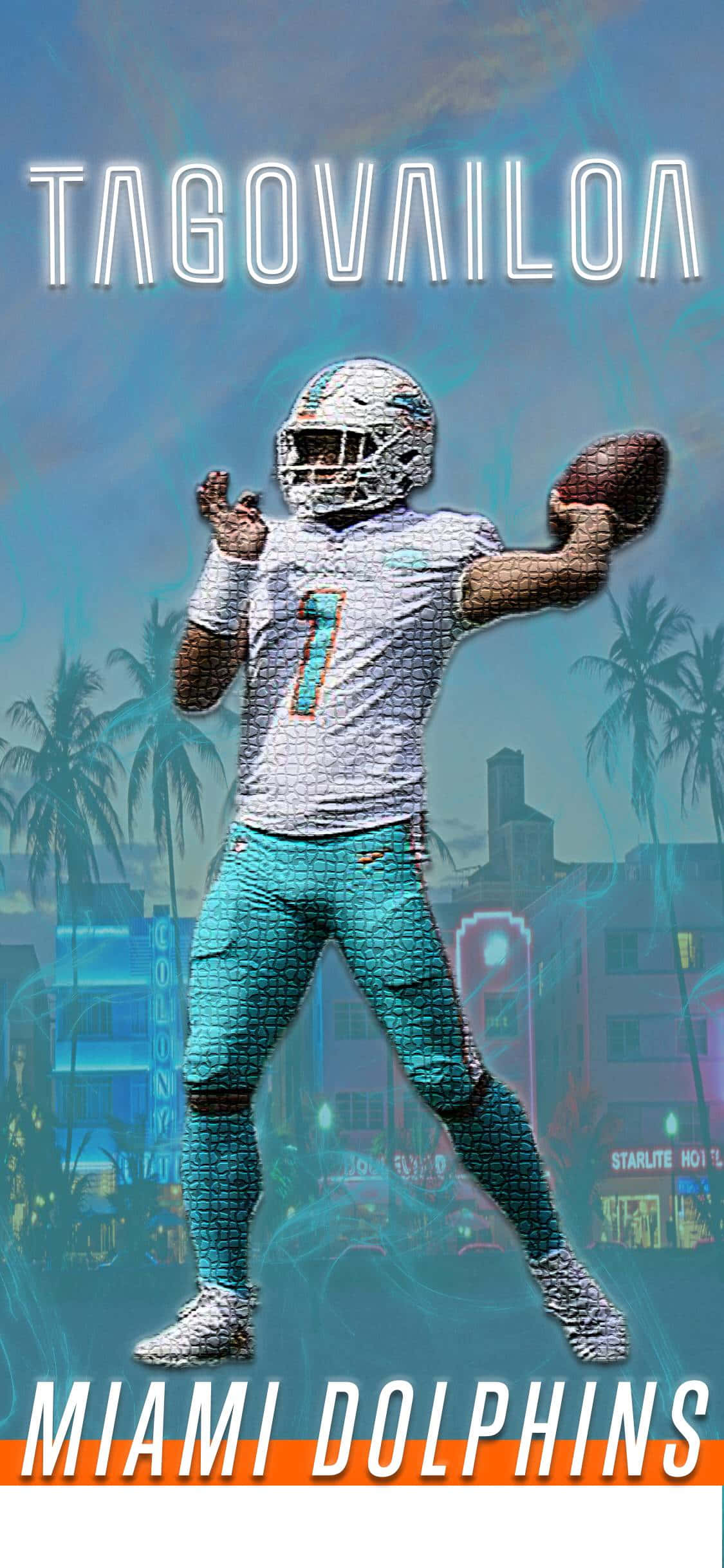 Tua Tagovailoa na nagtutuon sa laro sa Miami Dolphins Wallpaper