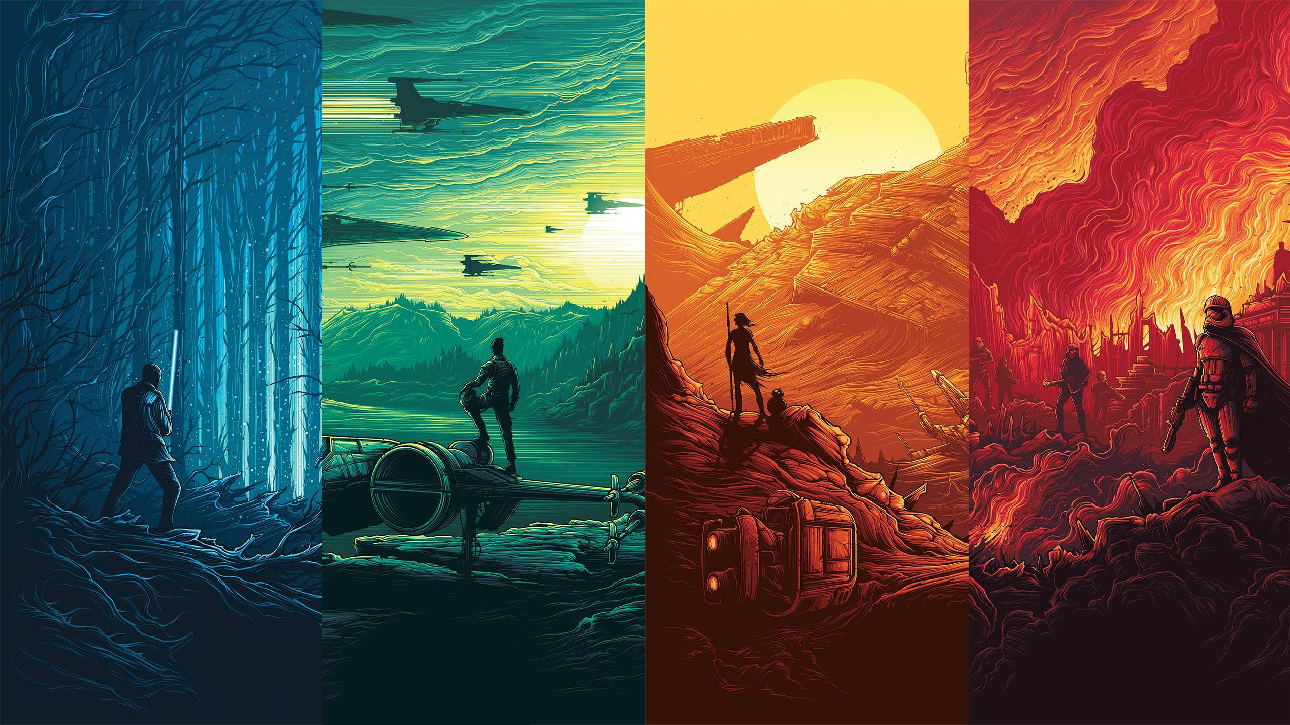 Tuklasin ang Force Awakens kasama ang Isang Jedi na Nagsasanay Wallpaper