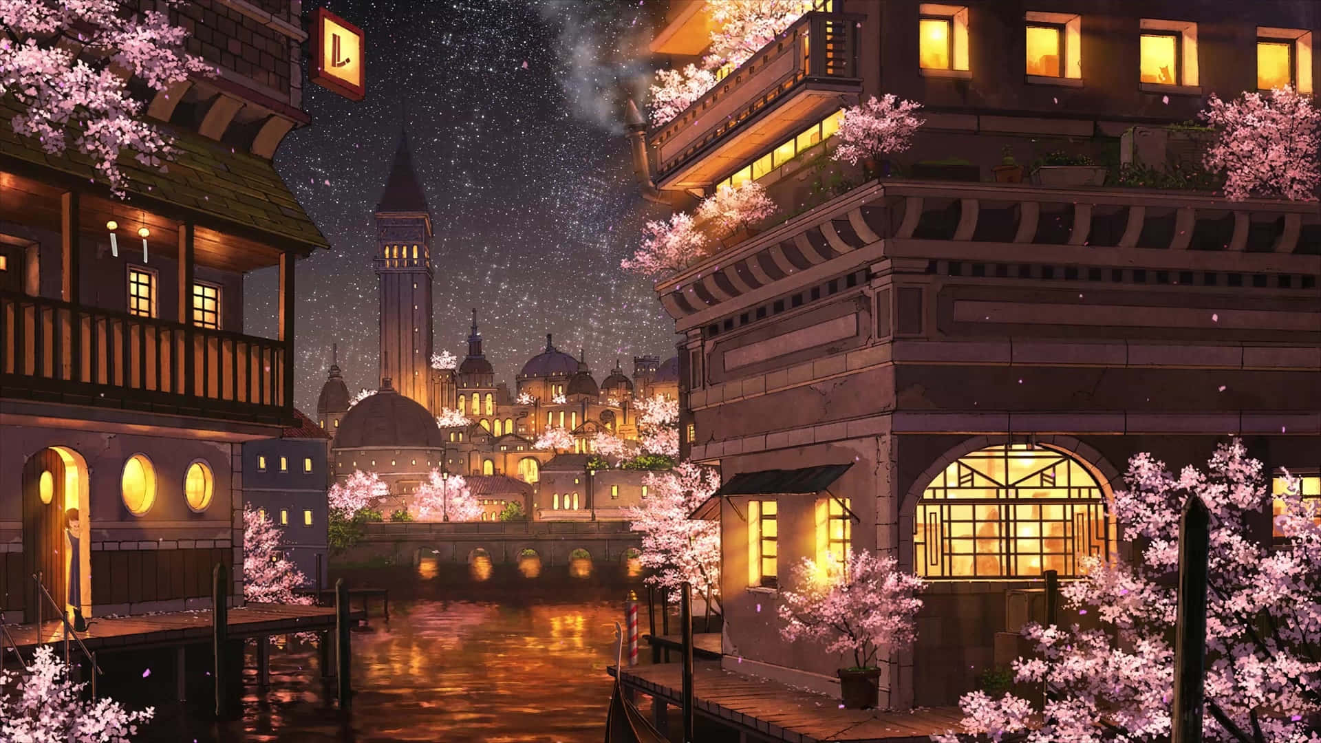 Tuklasin ang kahanga-hangang ganda ng Anime City. Wallpaper